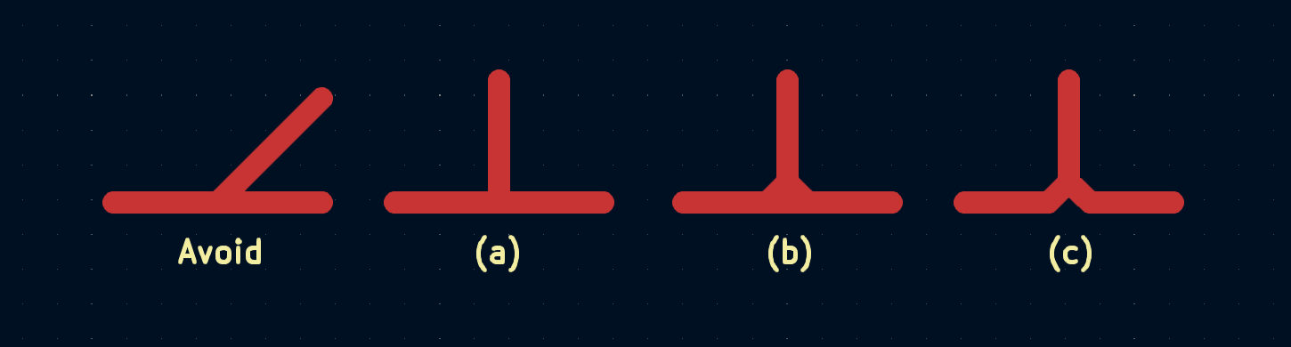 PCB Trace junctions figure