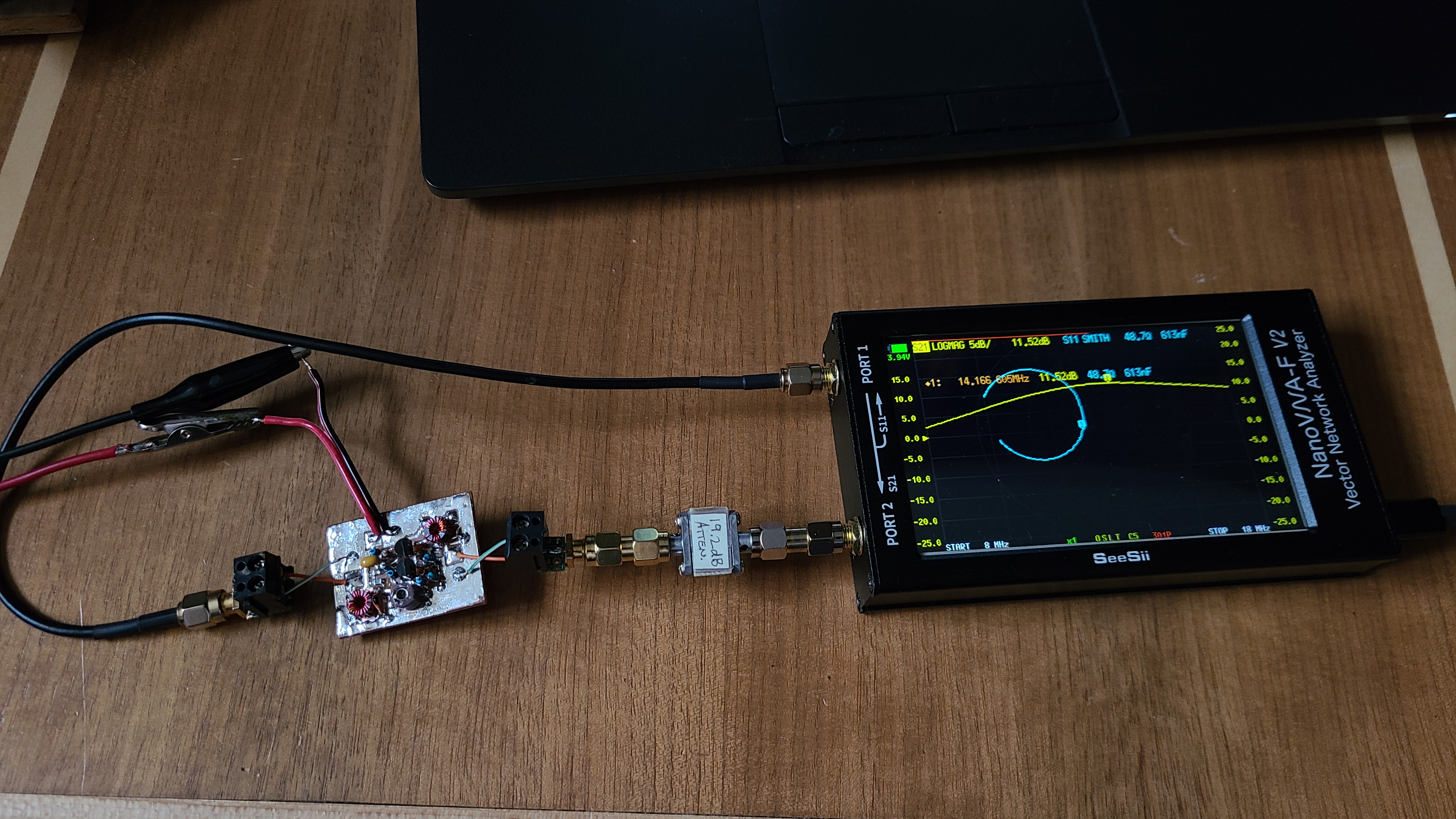 Test setup with NanoVNA