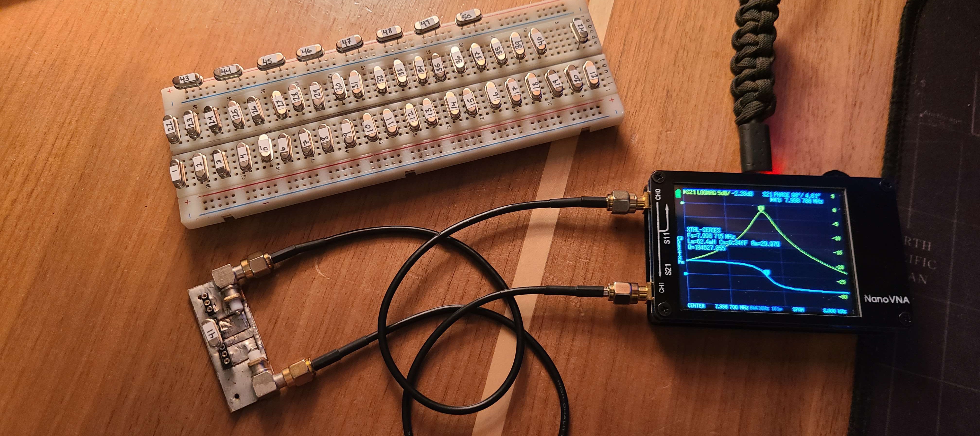 Crystal NanoVNA test setup