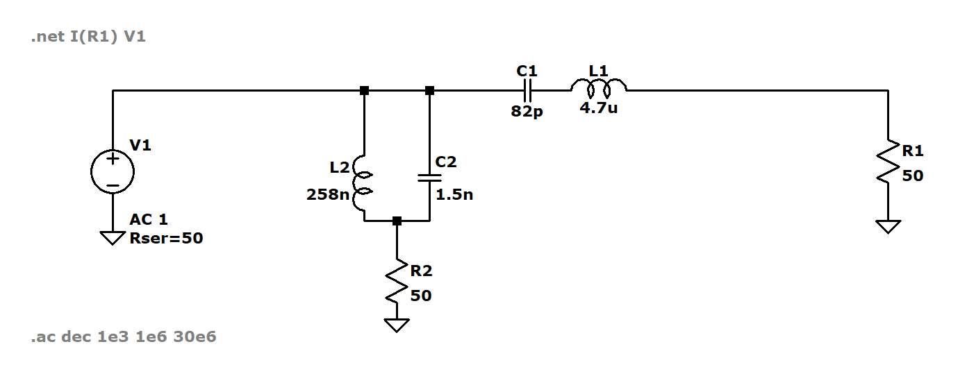 LTspice diplexer circuit