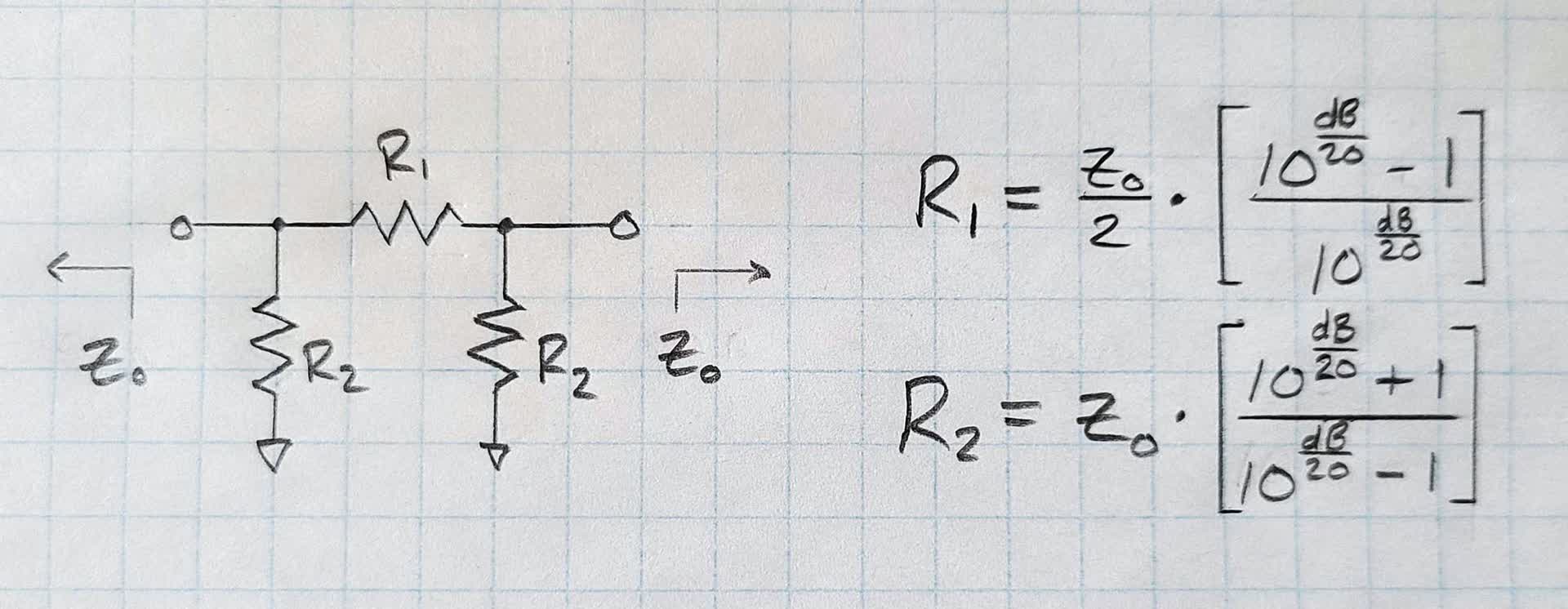 Pi Attenuator Calculation