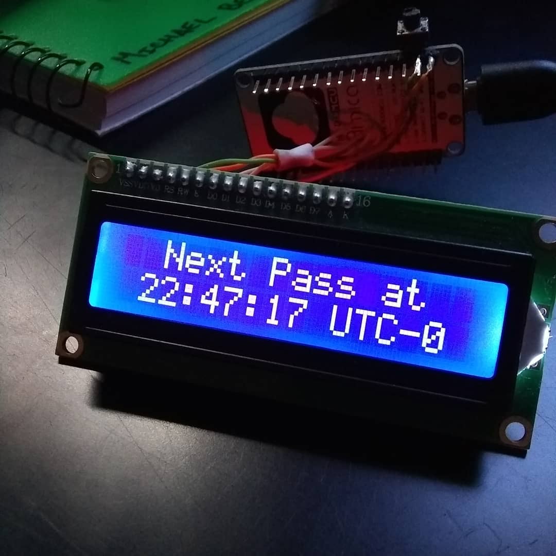 ESP8266 with LCD displaying satellite information