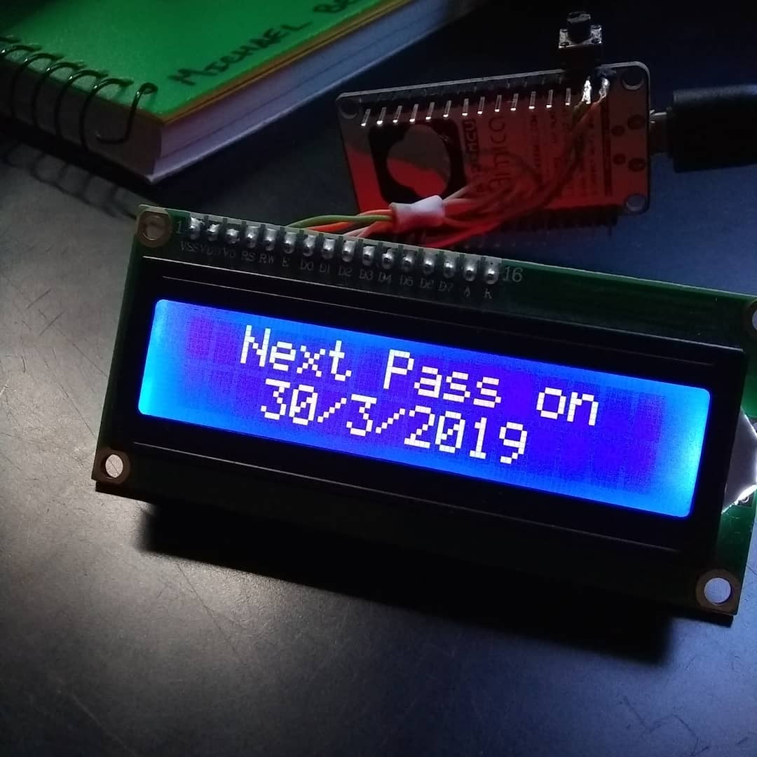 ESP8266 with LCD displaying satellite information