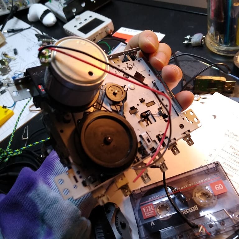 Dissassembled cassette player
