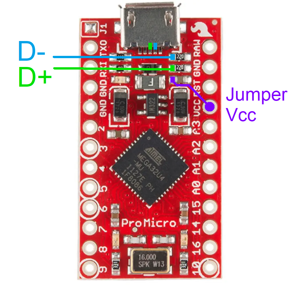 Arduino Pro Micro USB Piggyback connection