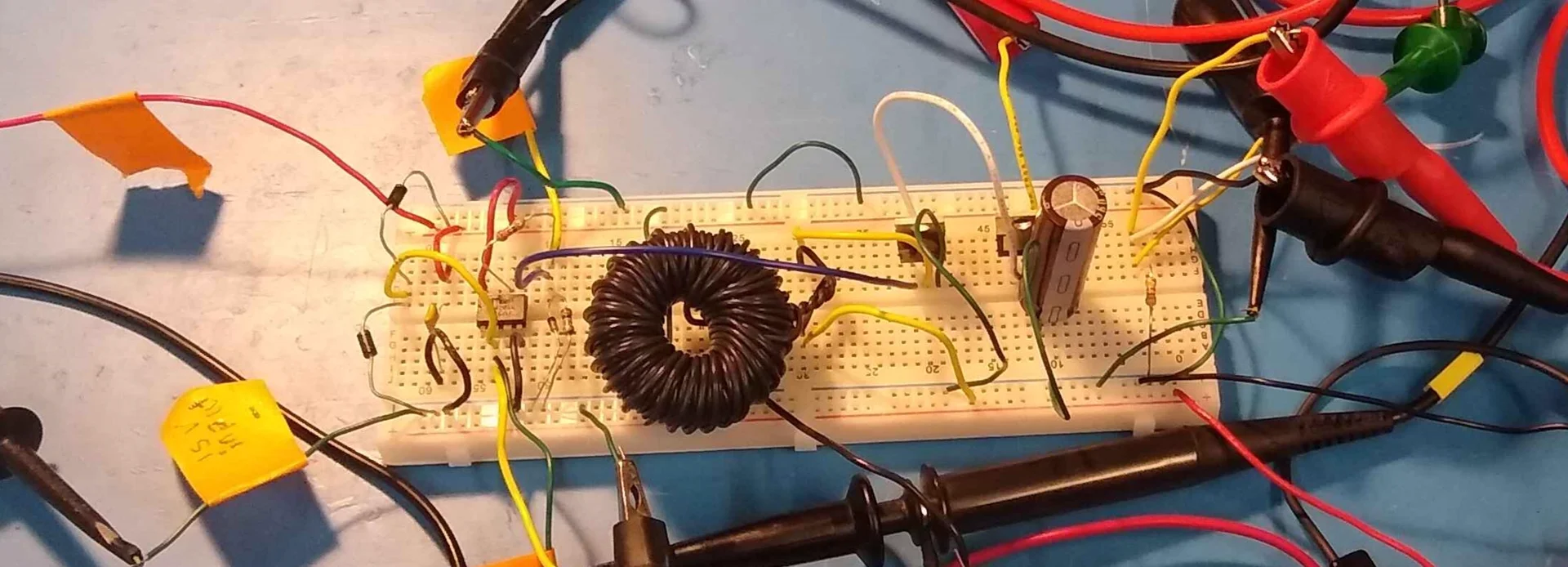 Boost converter breadboard circuit