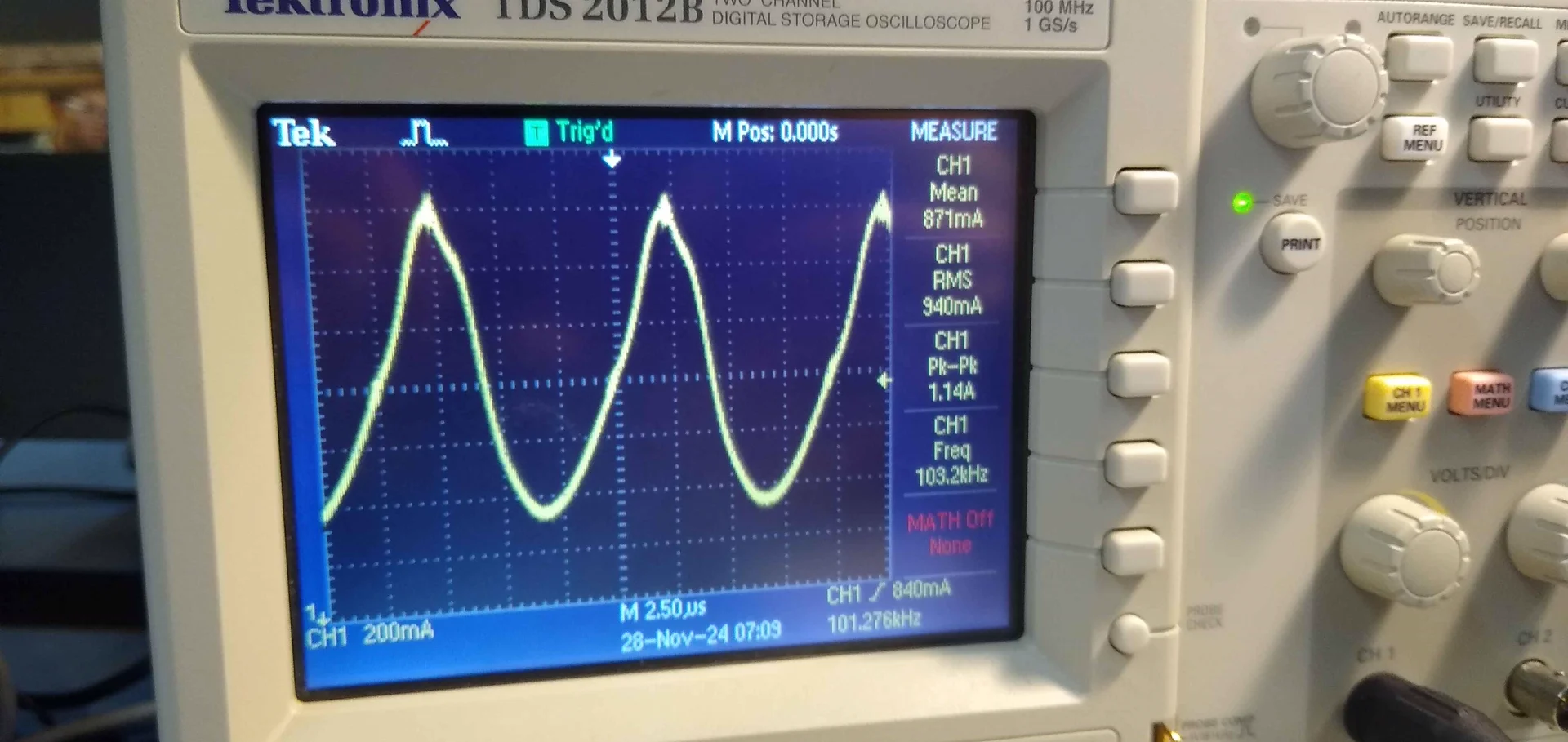 Measured current through the inductor