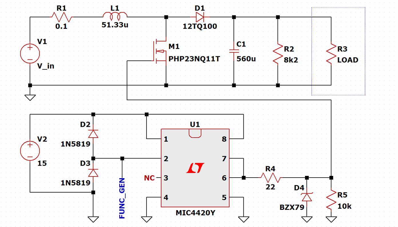 Switching driver and boost converter circuit schematic