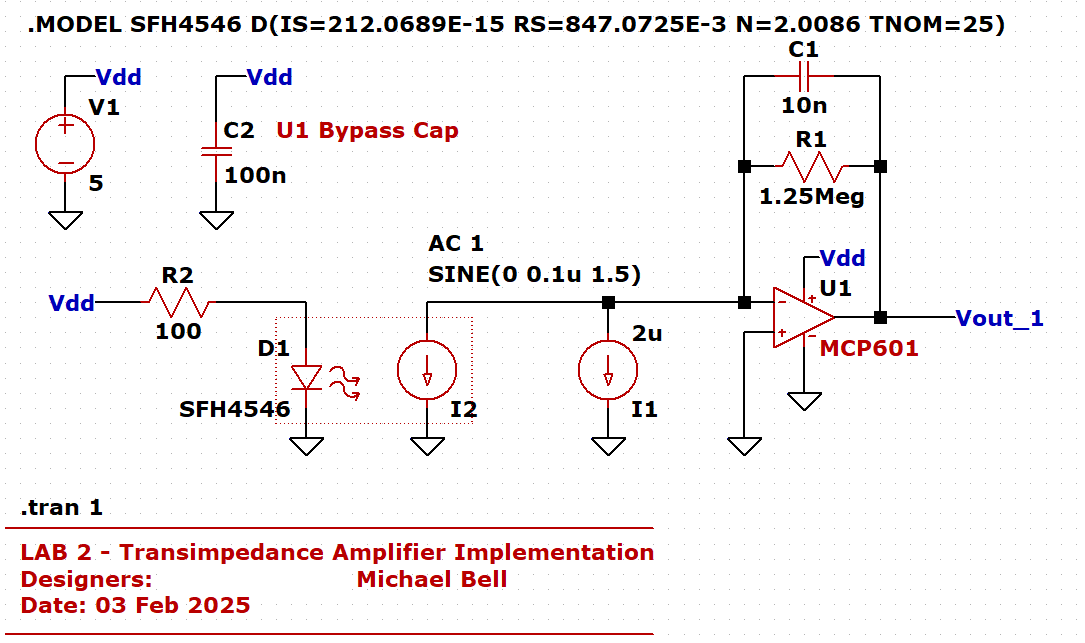 Transimpedance amplifier schematic