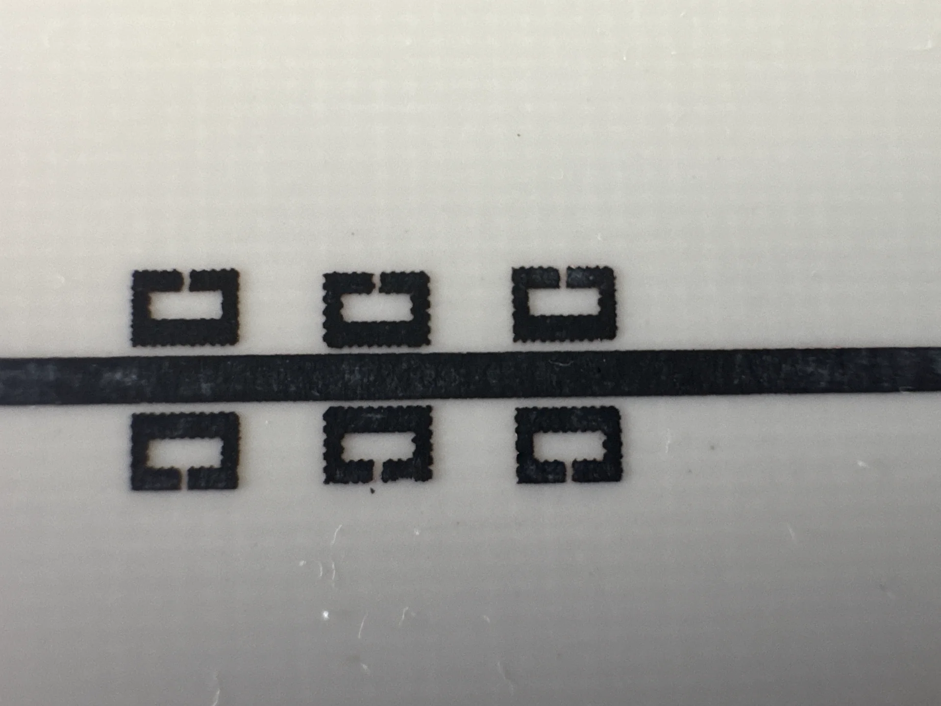 Etched PCB before removing toner